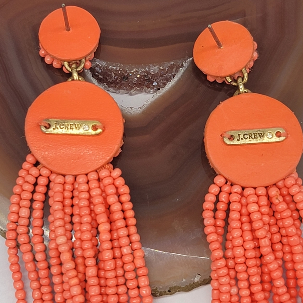 J. Crew Orange Beaded Tassel Earrings - Picture 5 of 7